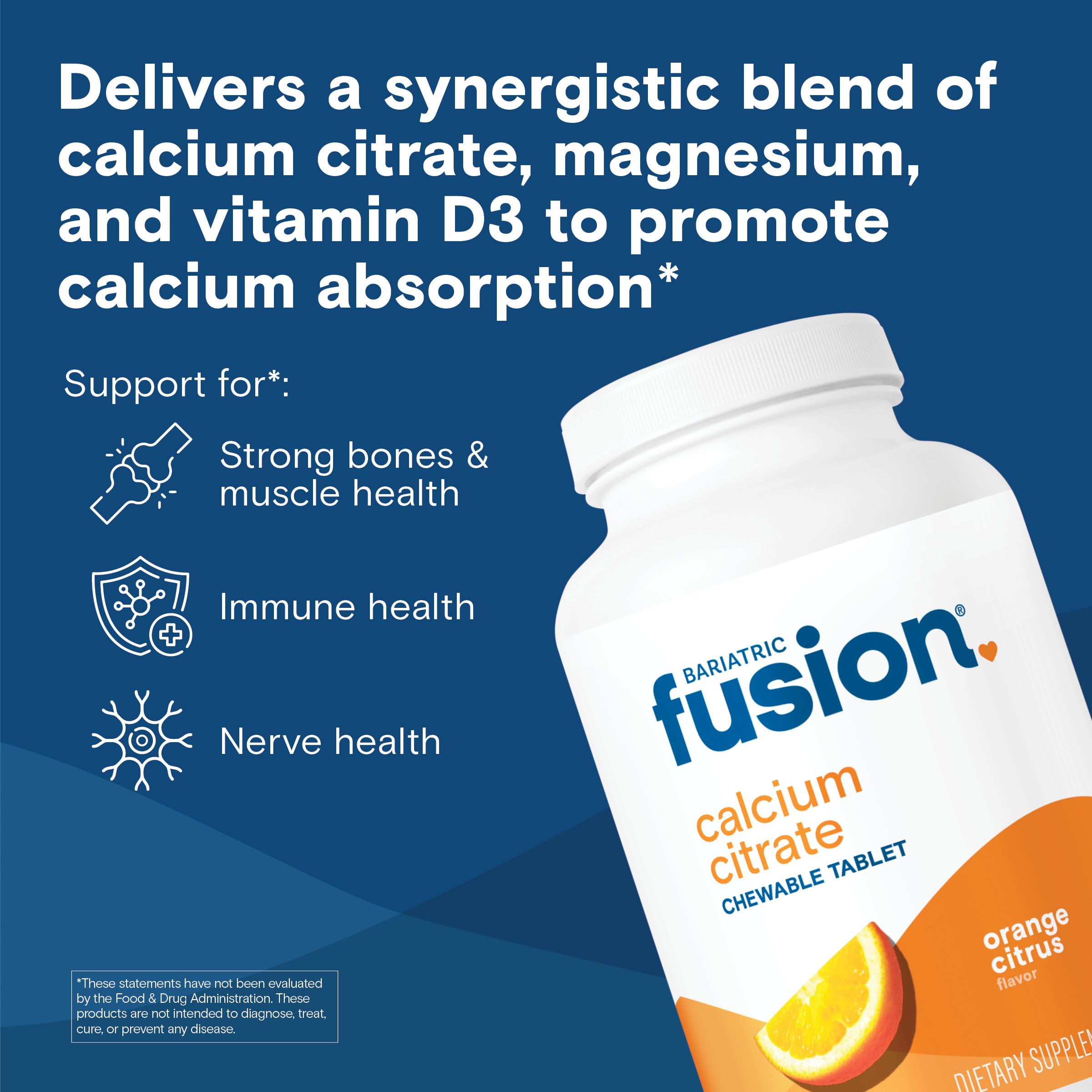 Bariatric Fusion calcium citrate chewable tablets in hand for easy daily supplement