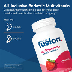 Bariatric Fusion strawberry chewable tablets close-up for easy daily intake.