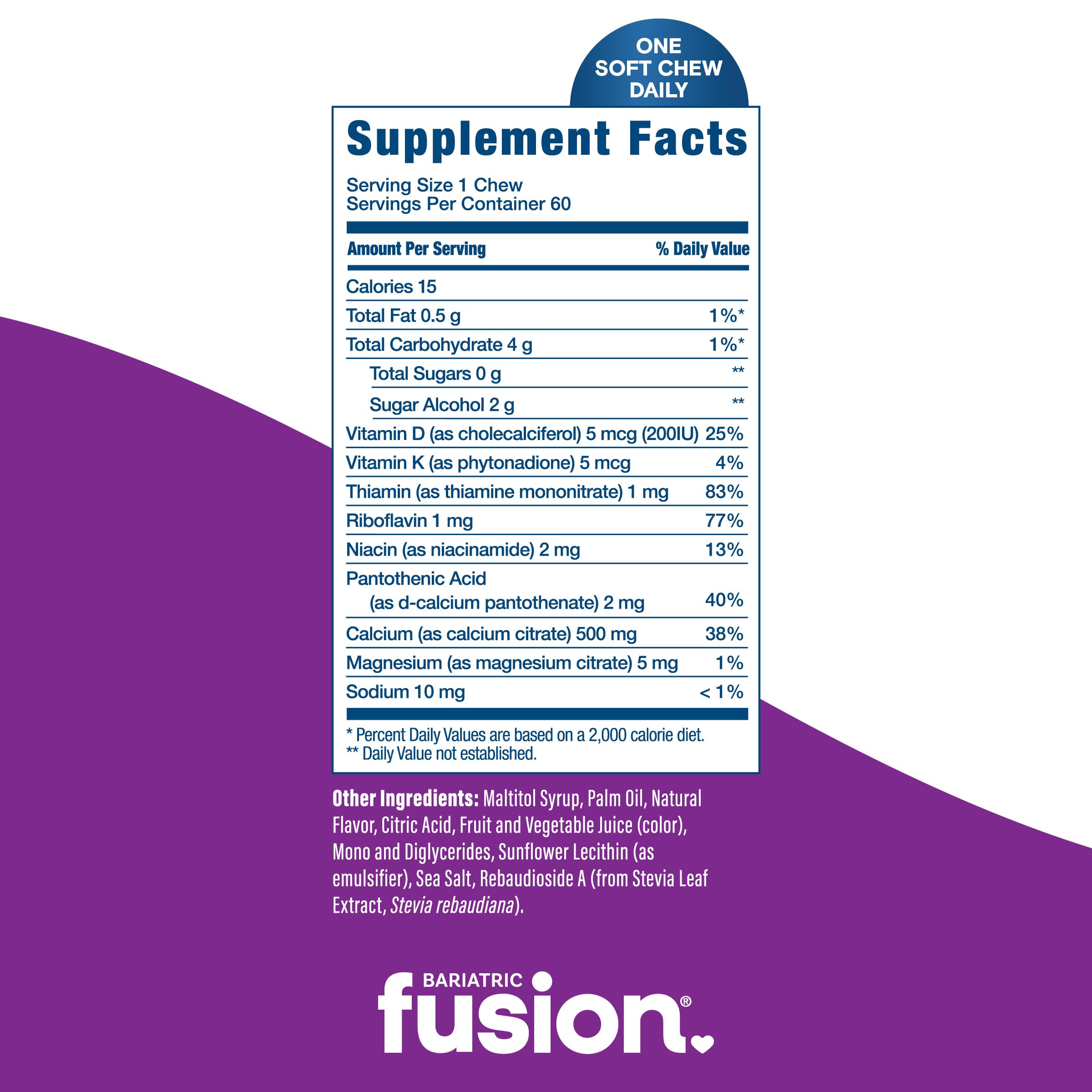 Bariatric Fusion cranberry grape flavor soft chews ideal for daily routine.