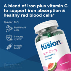 Bariatric Fusion Ferrous Fumarate Chew highlights a gentle iron delivery on the stomach.