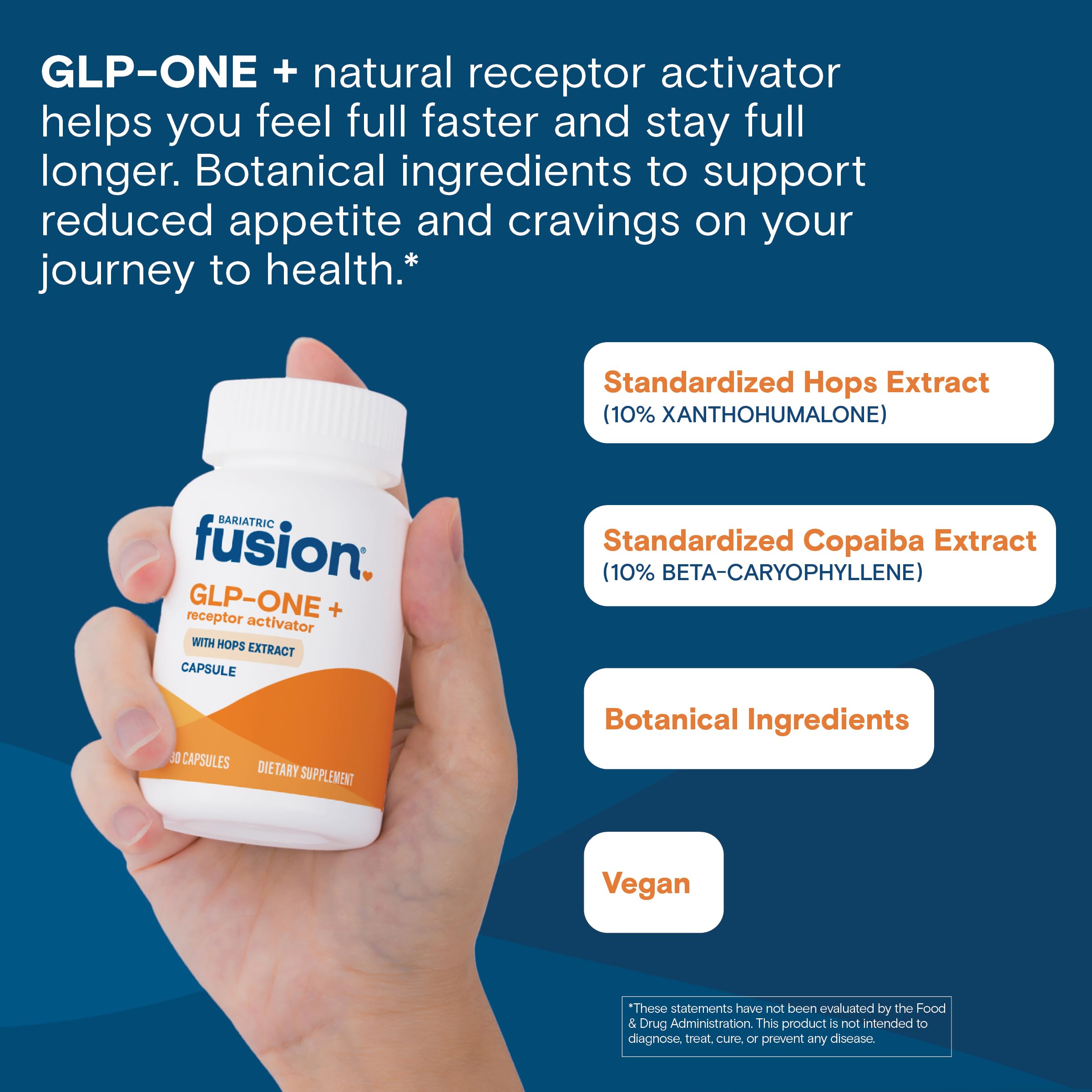Bariatric Fusion GLP-1 Plus hops extract panel; highlighted 10% hops.