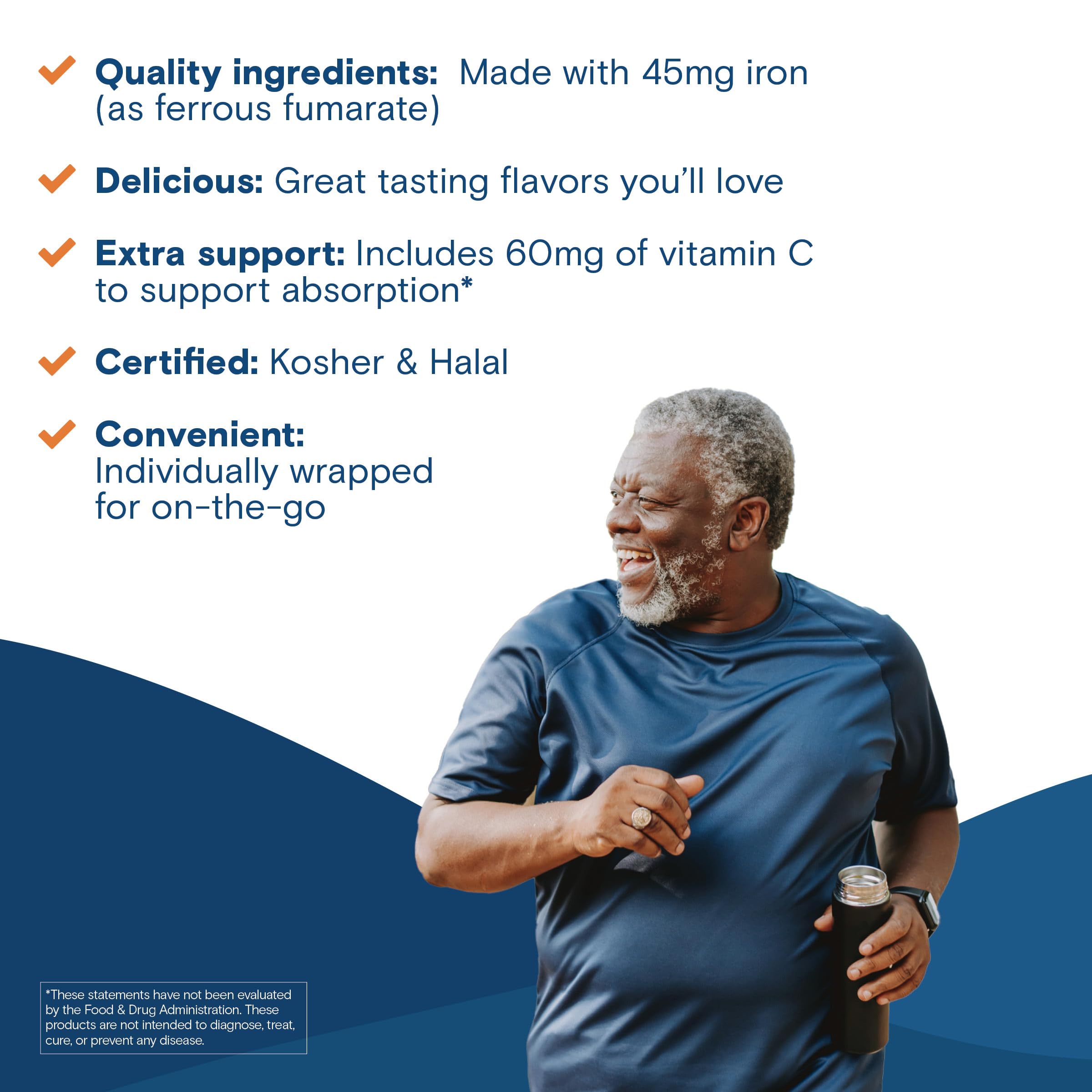 Bariatric Fusion Iron soft chews cherry on table highlighting daily routine use.