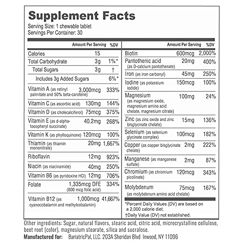 BariatricPal Multivitamin ONE chewable tablet shown for convenient daily nutrition.