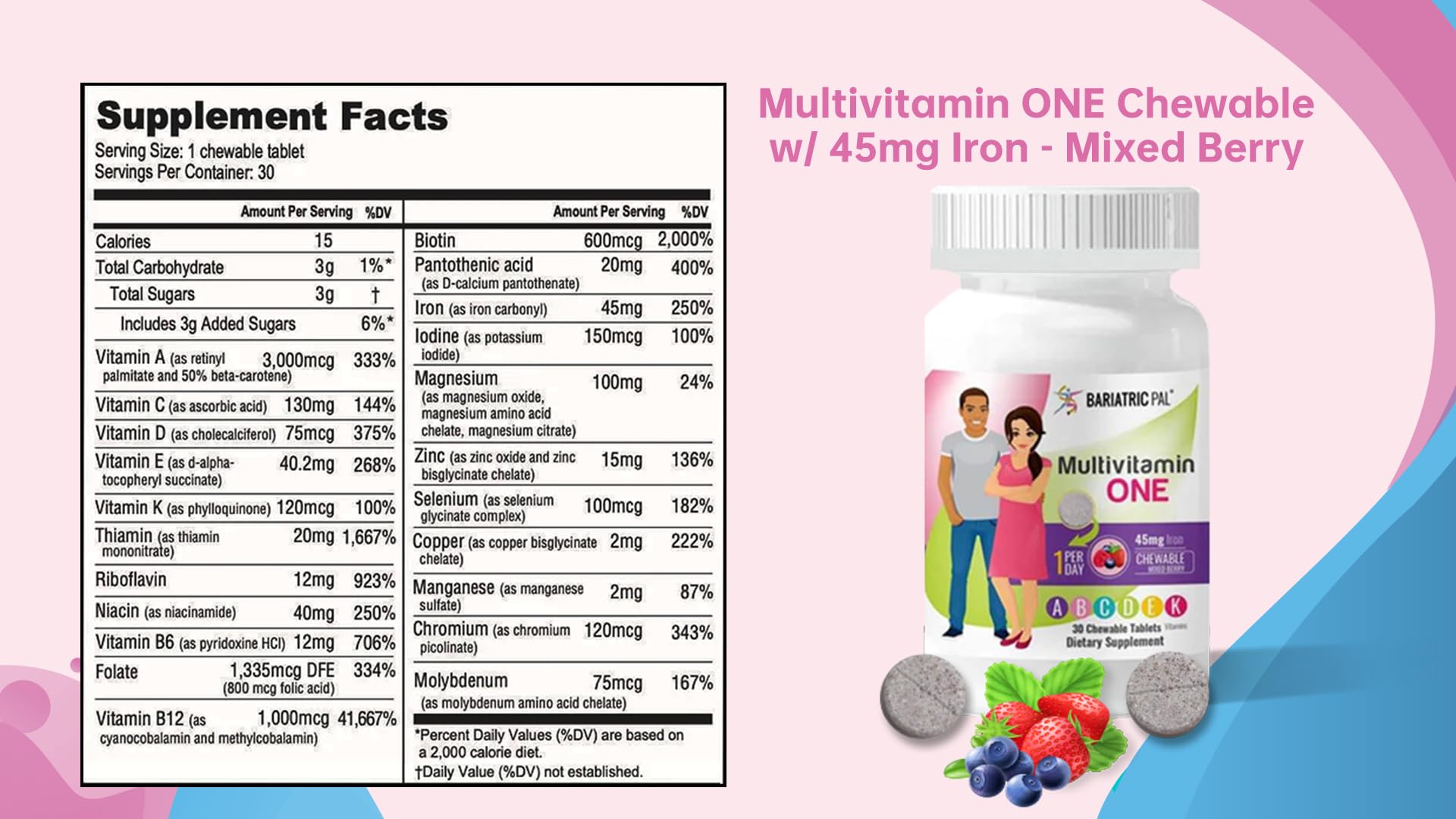 BariatricPal Multivitamin ONE made in USA seal on packaging.