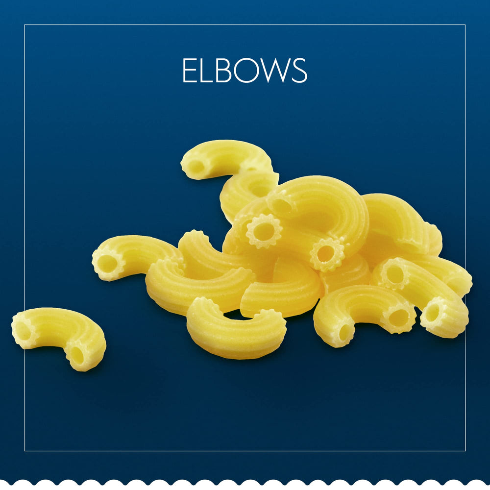 Barilla Elbows served with tomato sauce, ready for dinner.