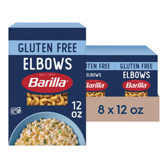 Barilla gluten free elbows pasta pack front, perfect for quick family meals