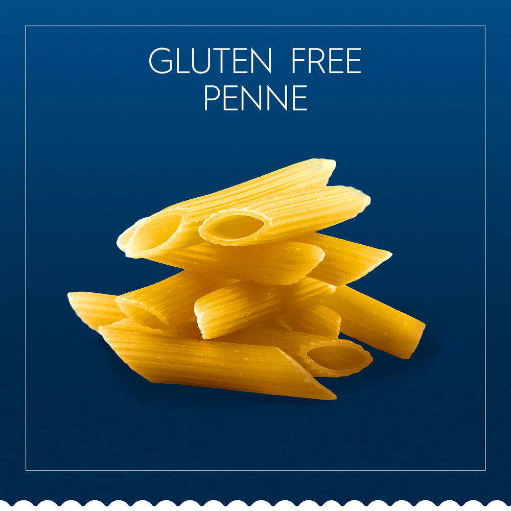 Barilla gluten free penne pack of eight boxes displayed