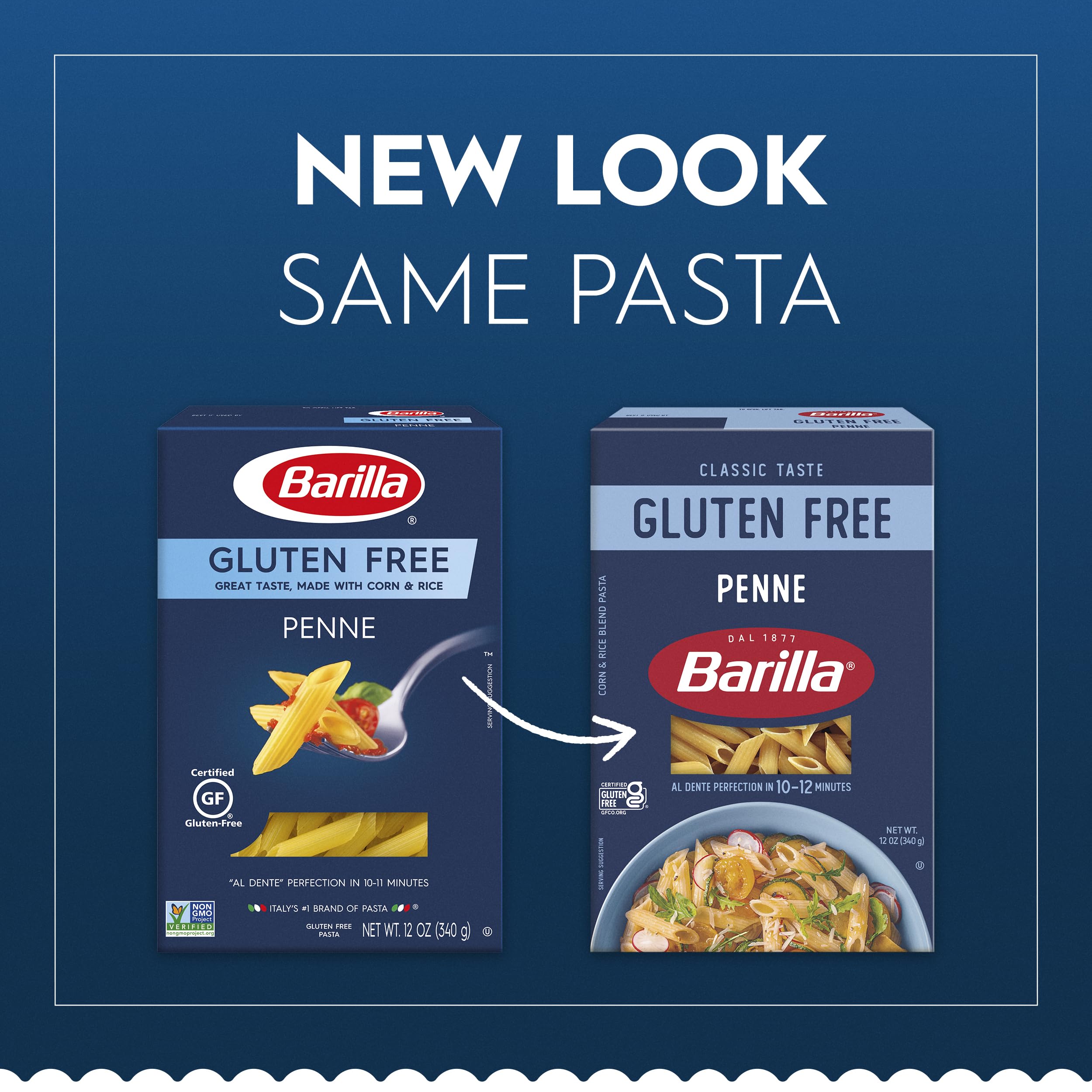 Barilla gluten free penne in a pot boiling for al dente results