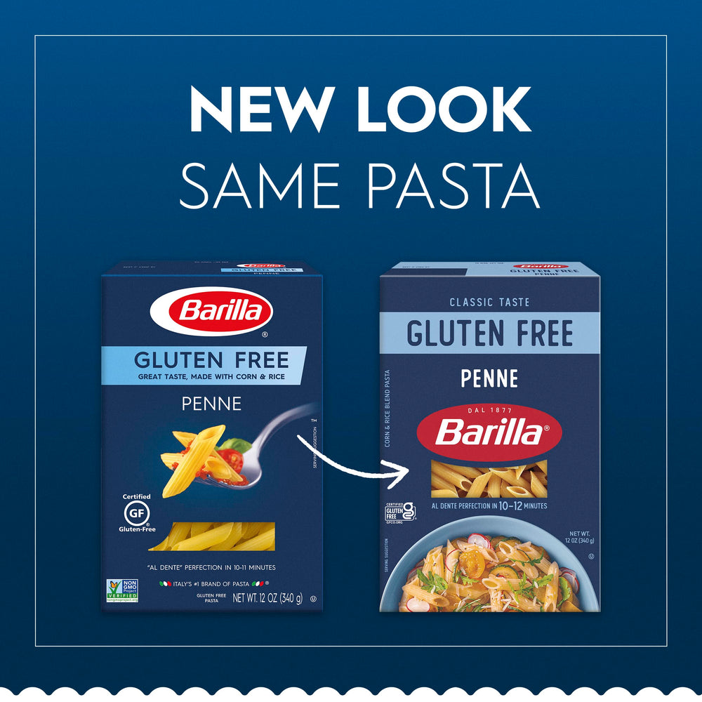 Barilla gluten free penne in a pot boiling for al dente results