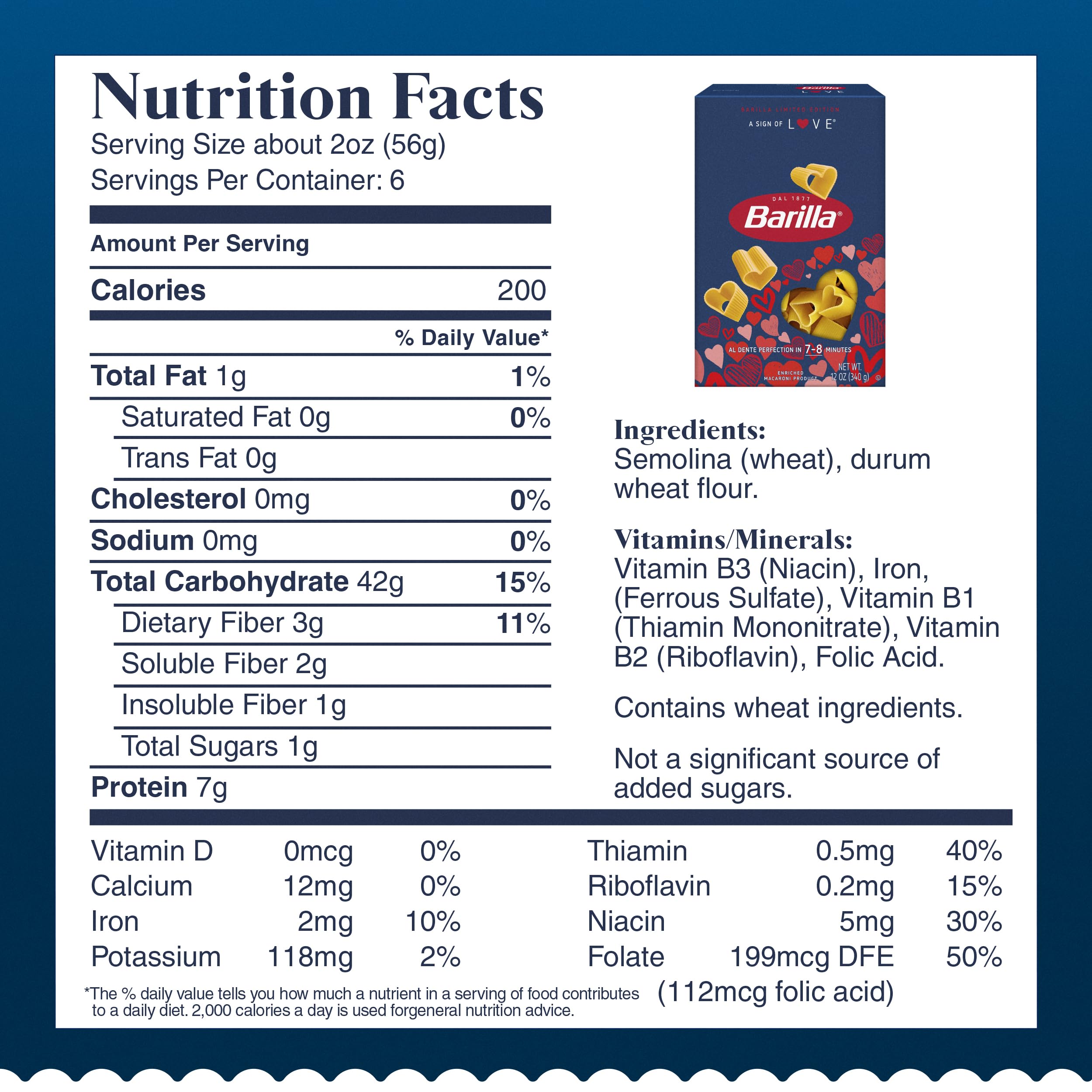 Barilla Love Pasta heart-shaped tag on the side, adds a festive gifting touch.