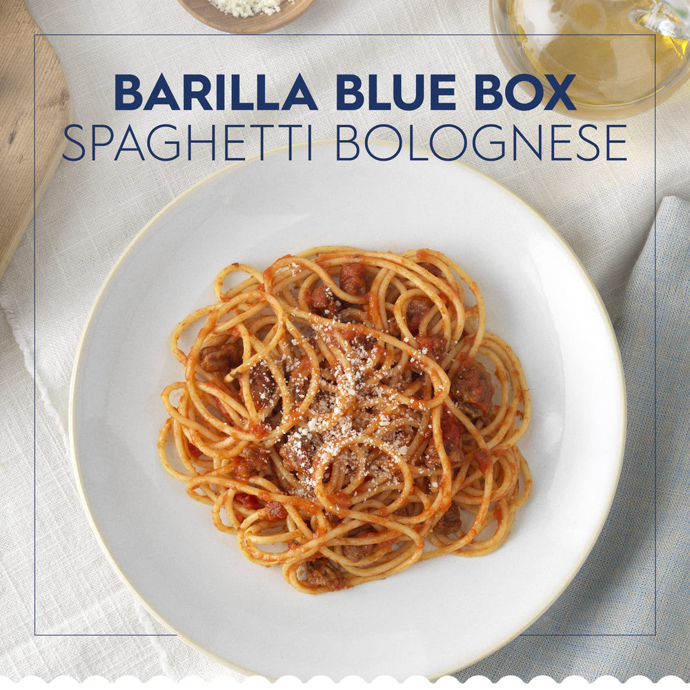 Barilla pasta boiling in pot ready to simmer