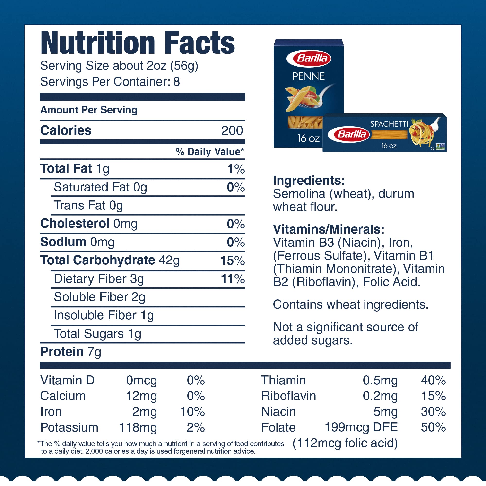 Barilla penne pasta made with durum wheat semolina for al dente results