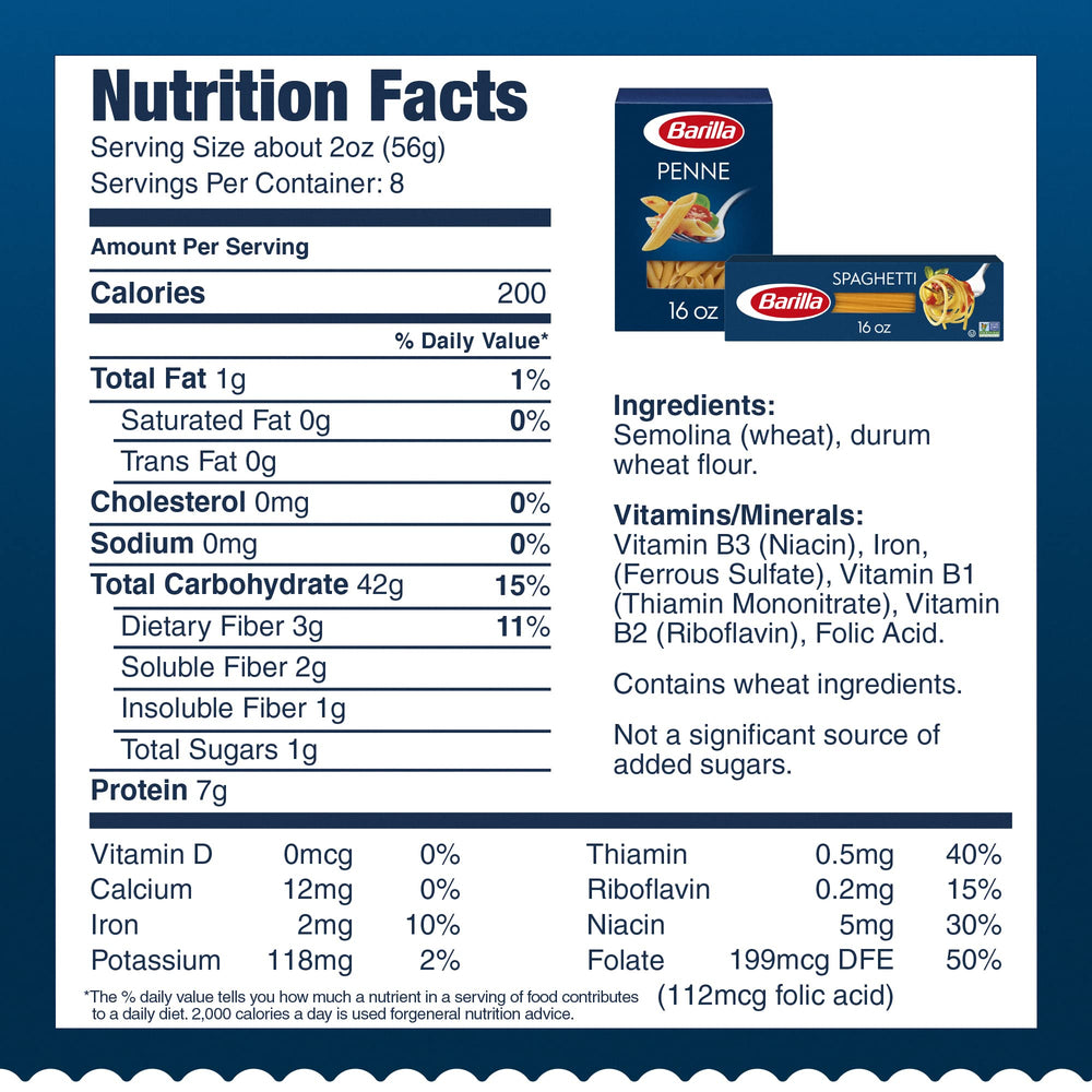 Barilla penne pasta made with durum wheat semolina for al dente results