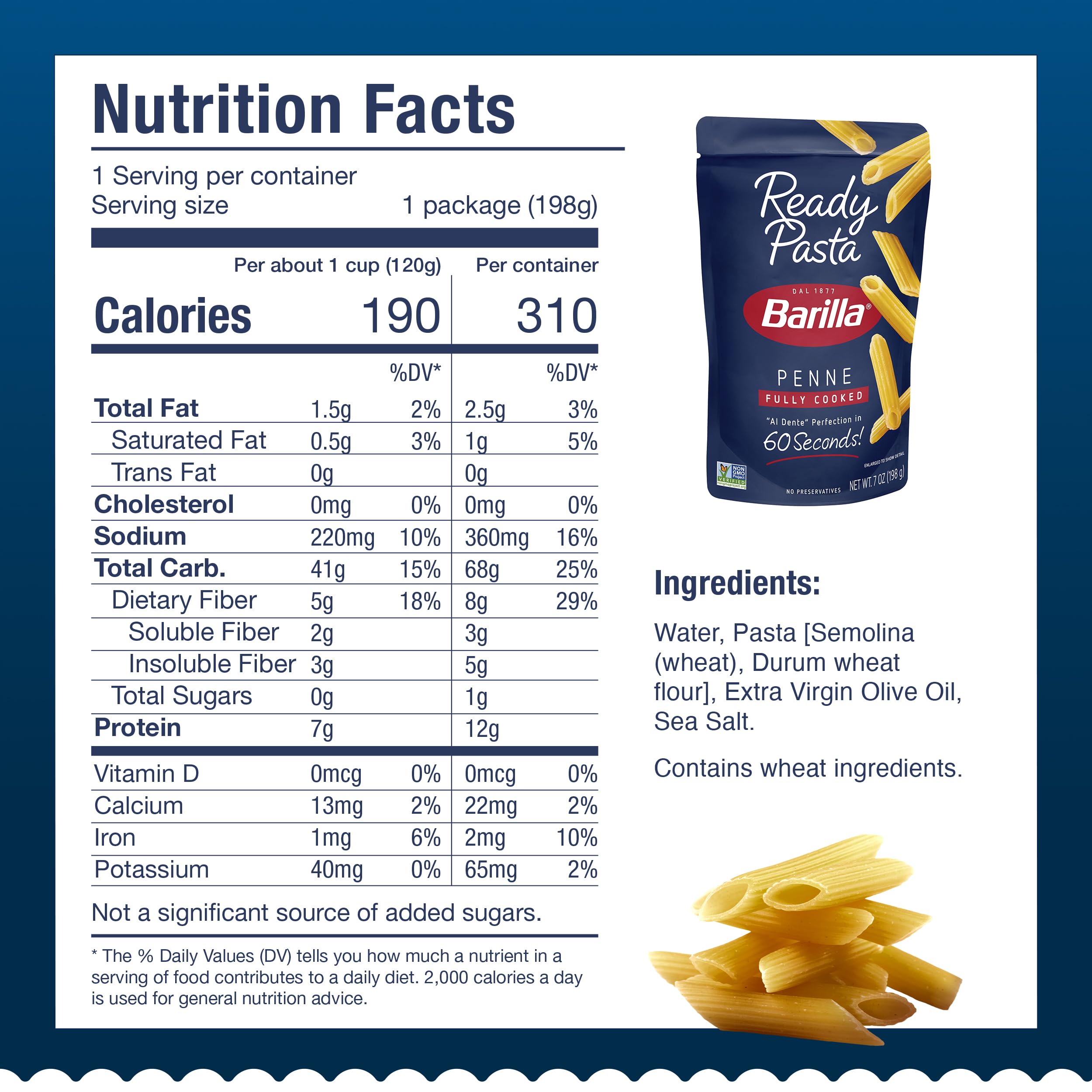 Barilla Ready Pasta penne in microwave, no boiling—quick weeknight option.