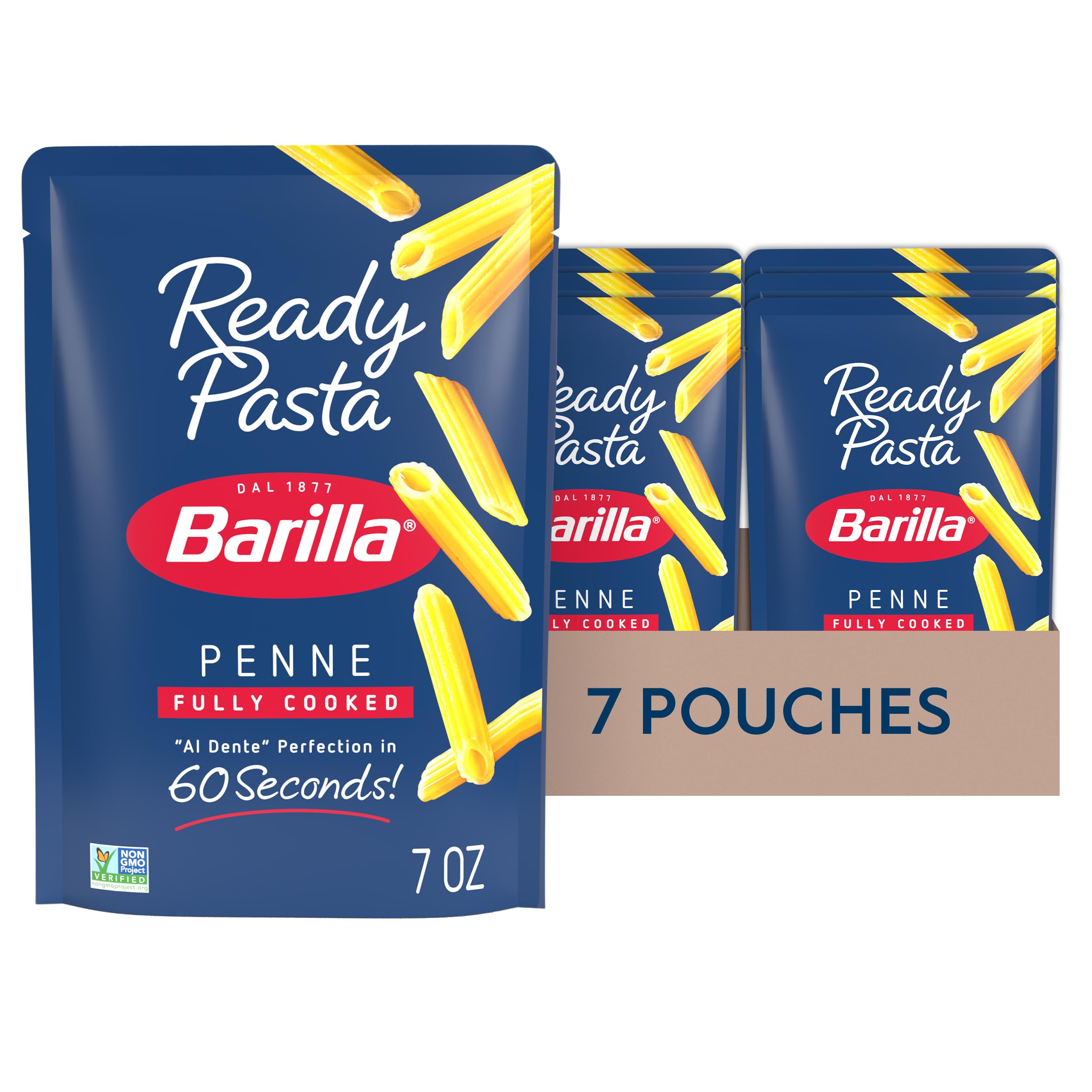 Barilla Ready Pasta penne pouch, convenient fully cooked pasta ready in 60 seconds.