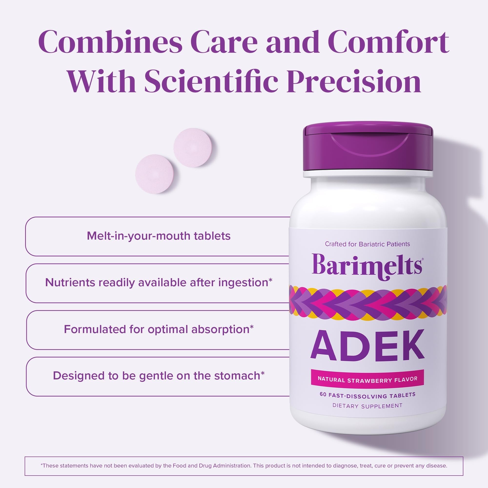 Barimelts ADEK melts-in-mouth tablets for gentle absorption.