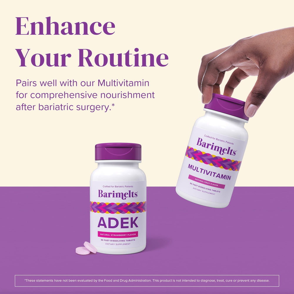 Barimelts ADEK post-bariatric use support for bone health.