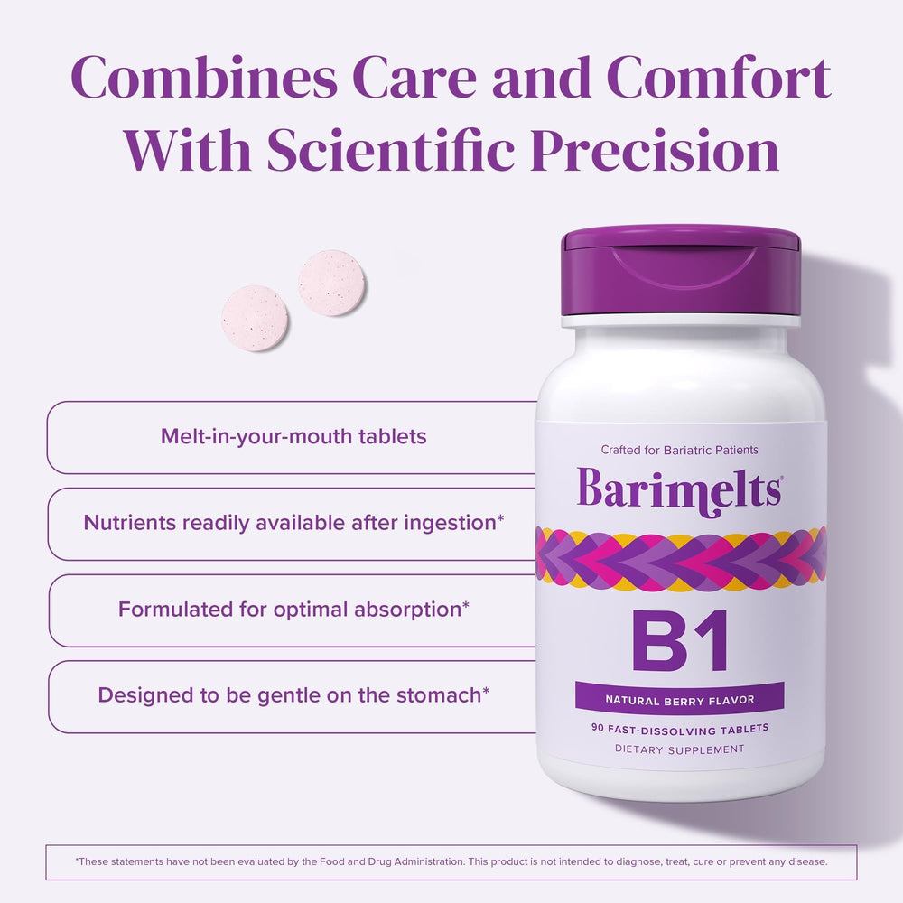 Barimelts B1 sugar-free label close-up emphasizing clean ingredients.