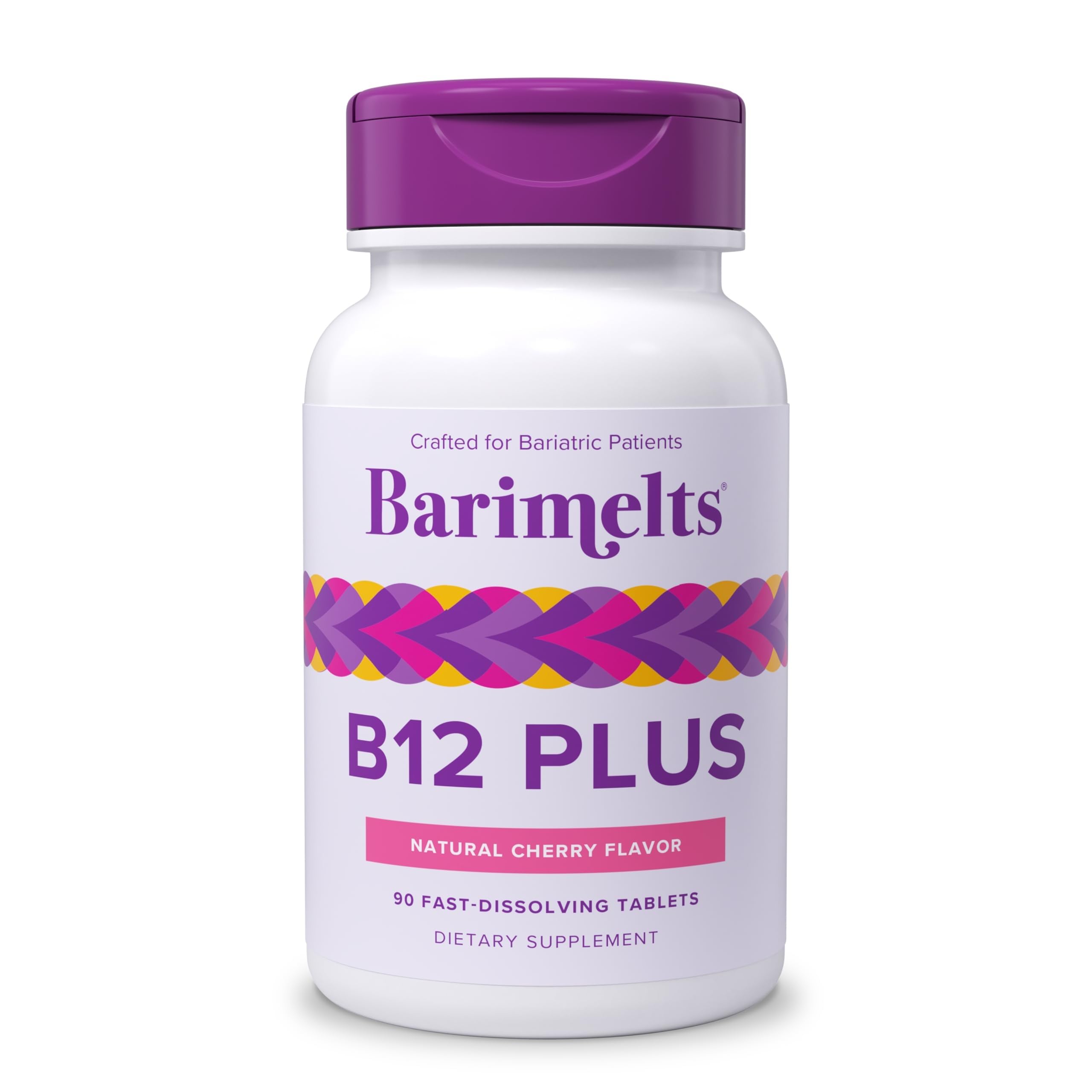 BariMelts B12 Plus natural cherry flavor tablet dissolves quickly for post-bariatric nutrition