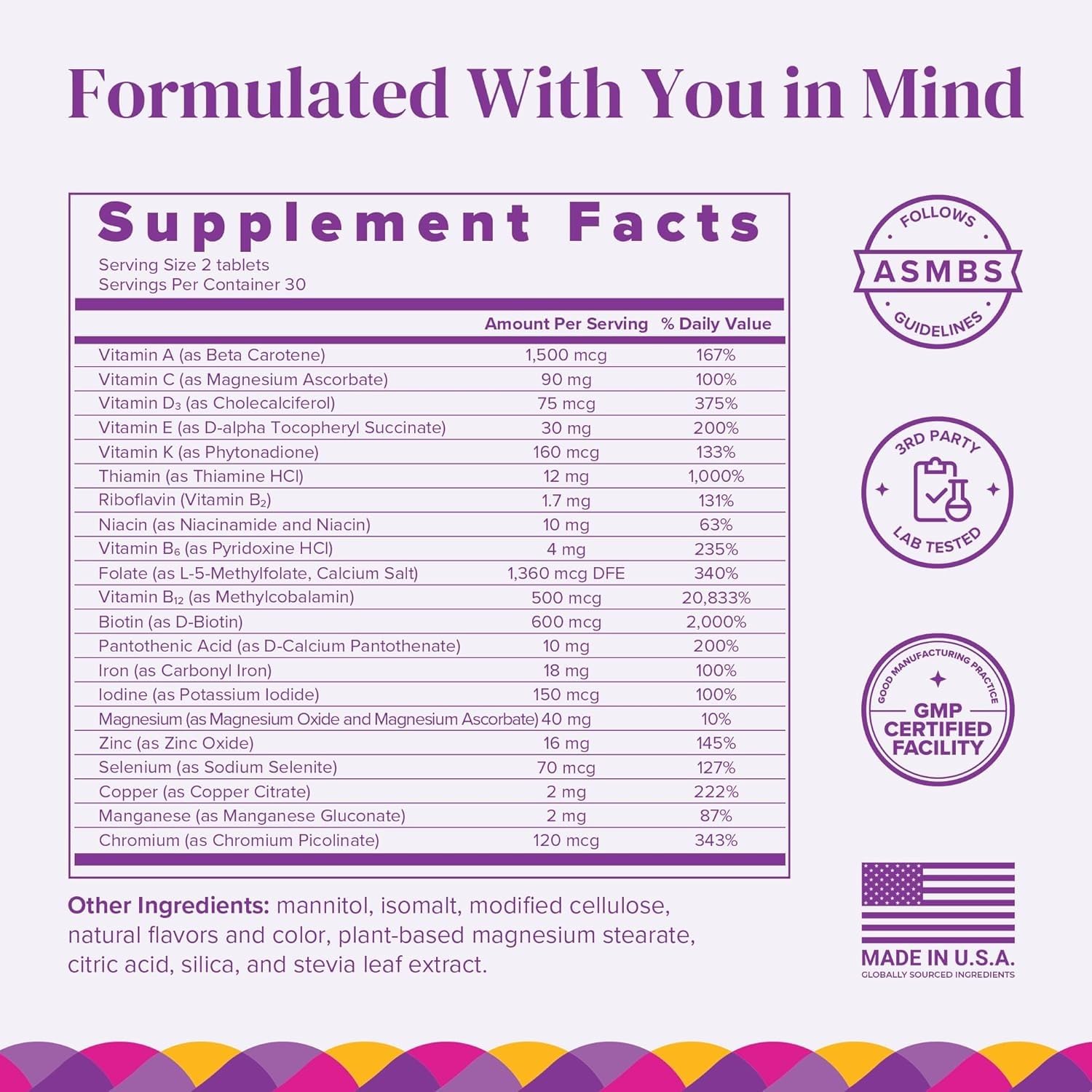 Close-up of BariMelts fast-dissolving blueberry tablets for easy daily use.