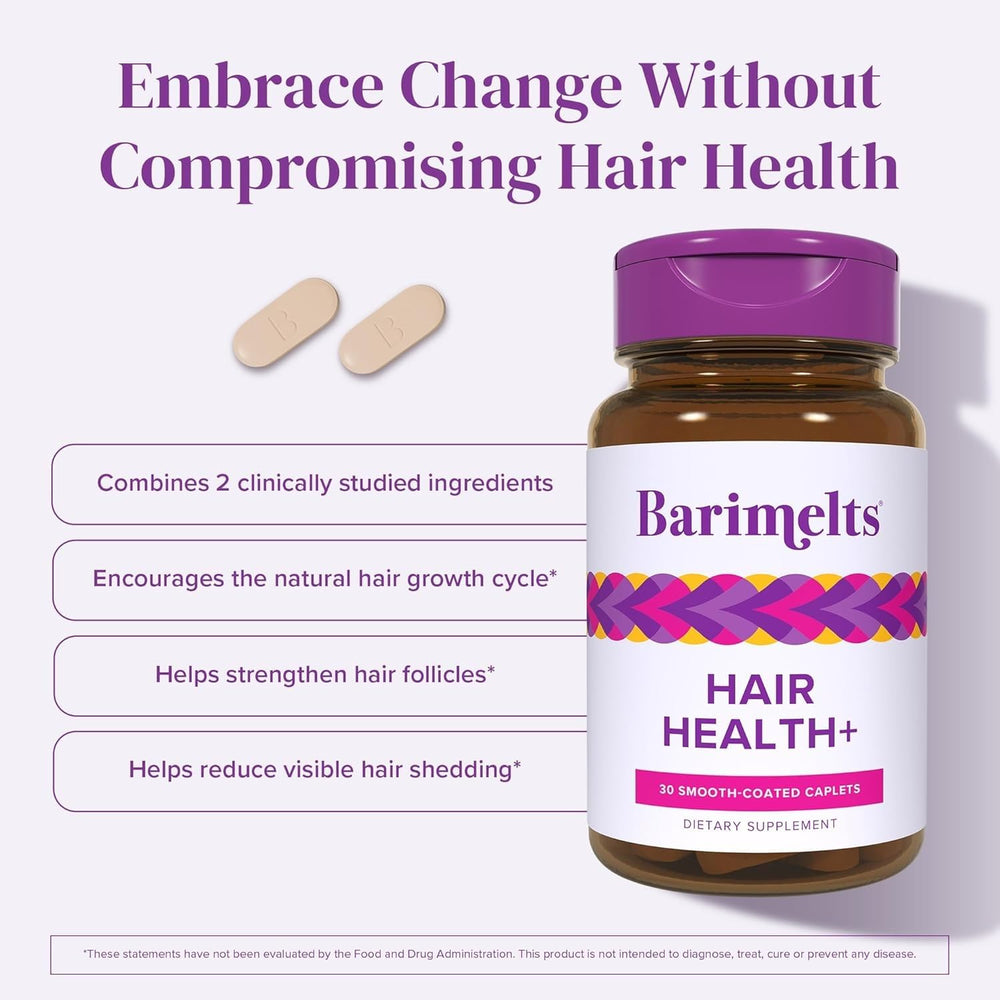 BariMelts Hair Health+ packaging highlights bariatric-friendly formulation