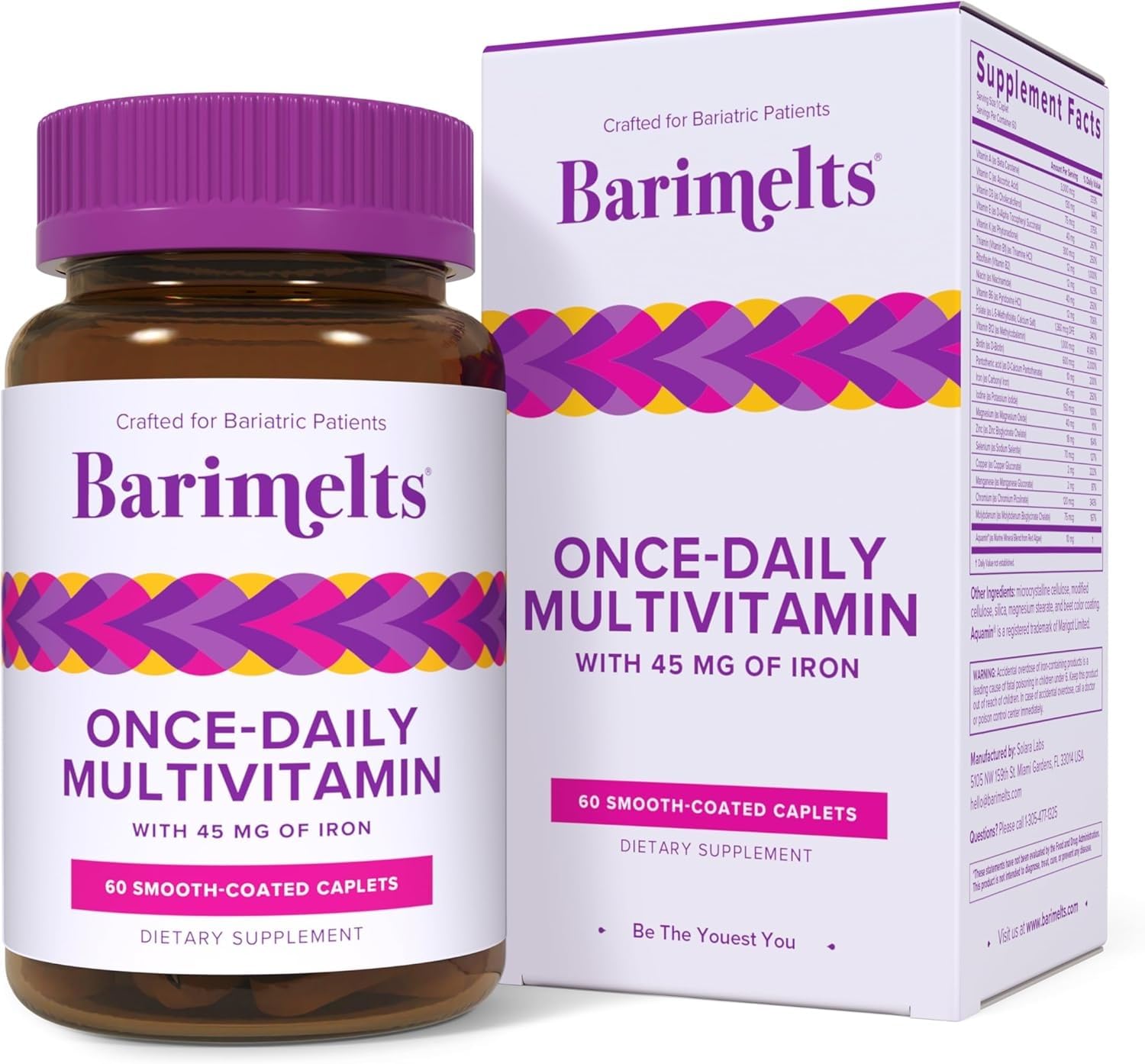 BariMelts bottle with smooth caplets for easy daily use.