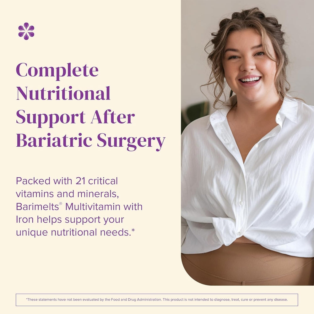 BariMelts tablets melt in mouth for convenient post-surgery routine.