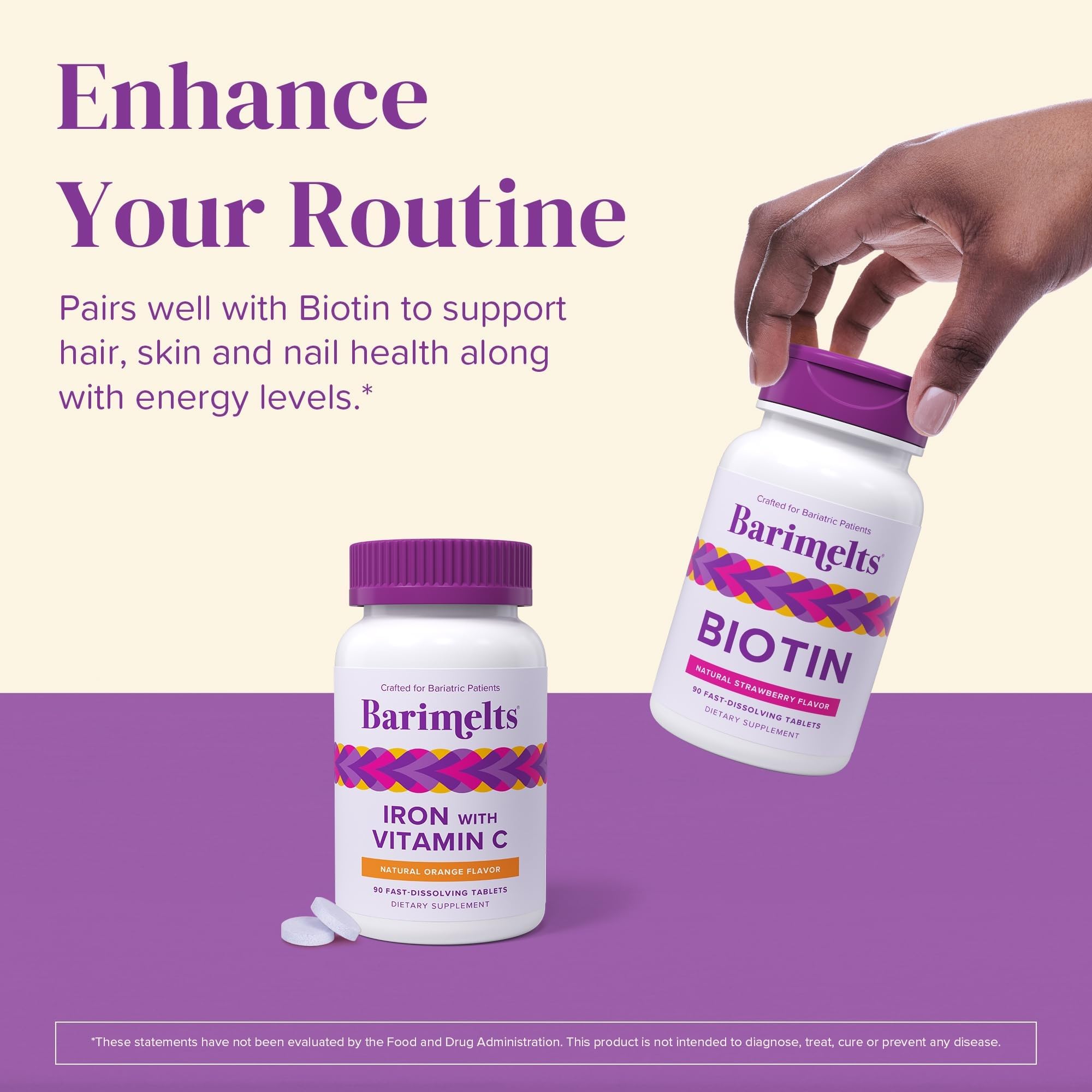Barimelts three-tablet daily dosing setup for easy routine.