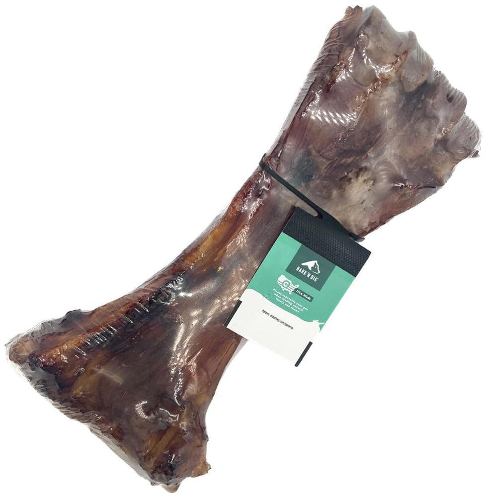 BARK'N BIG beef shin bone with marrow for large dogs, long-lasting chew.