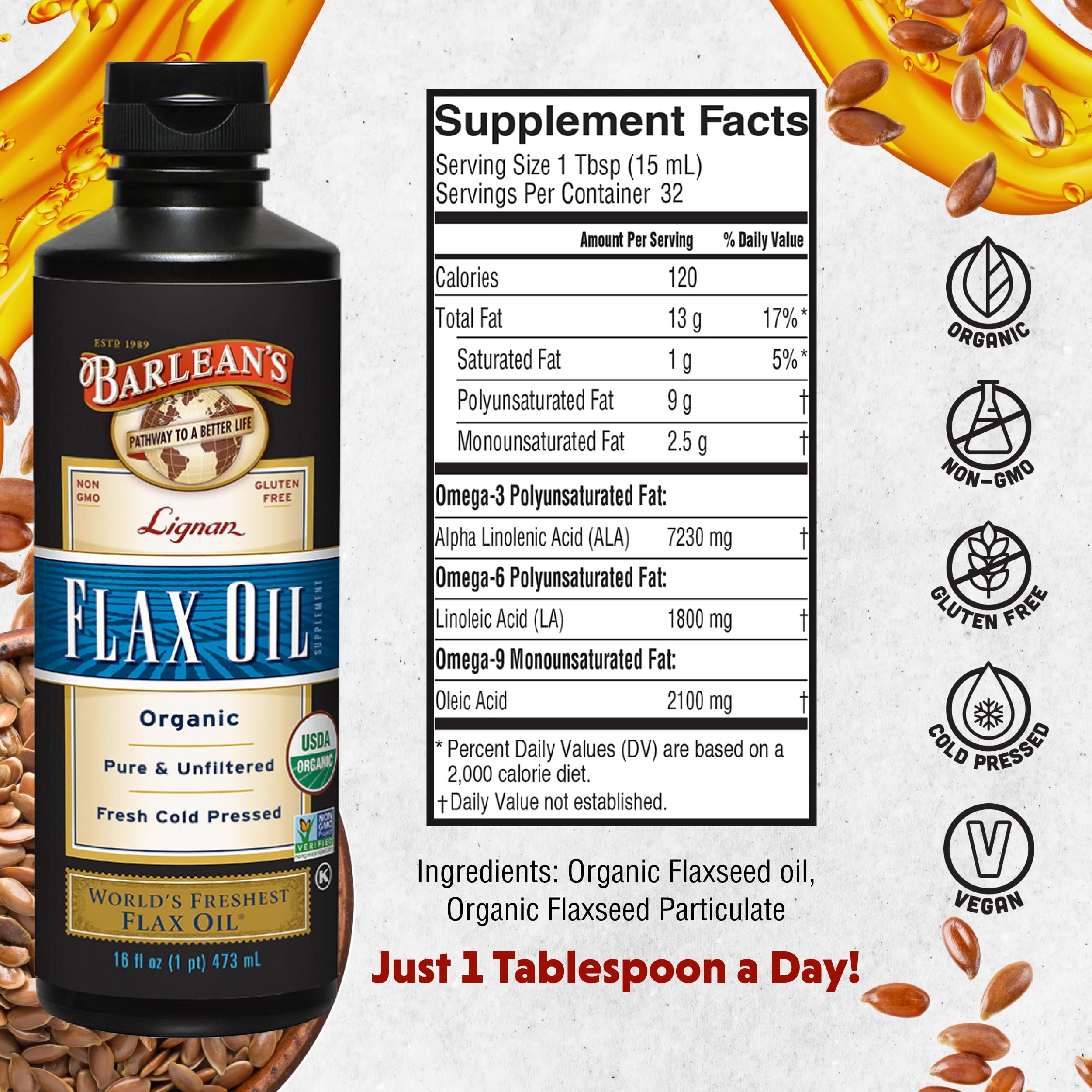 Barlean's flax oil taste test spoon suggests straight or on meals.