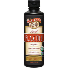 Barlean's flaxseed oil bottle on shelf highlighting a convenient omega-3 option.