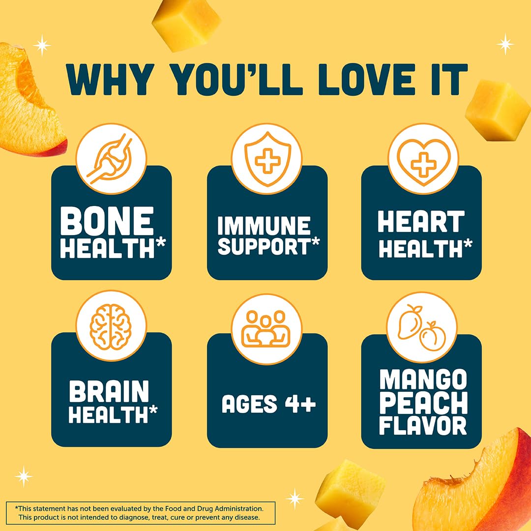 Barlean's Mango Peach label highlights non-GMO and vitamin D content.