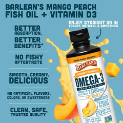 Barlean's Omega-3 liquid ingredients panel emphasizes ultra-purified fish oil.