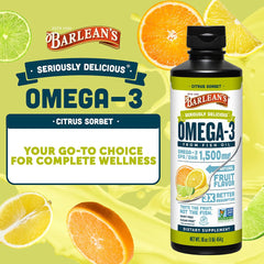 Creamy emulsified texture of Barlean's Omega-3 liquid in a spoon
