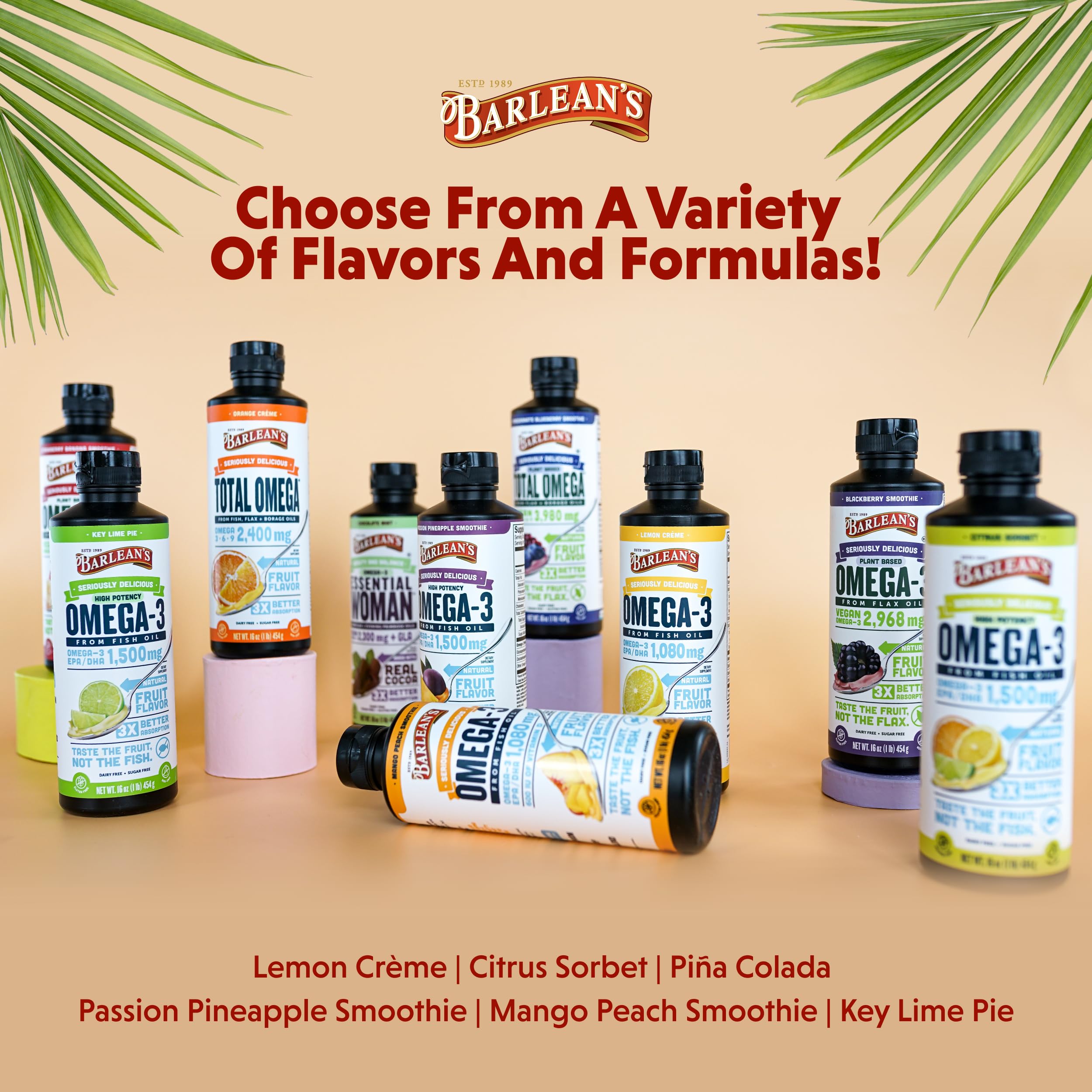 Barlean's Omega-3 liquid pina colada flavor appeals to kids, may support healthy habits.