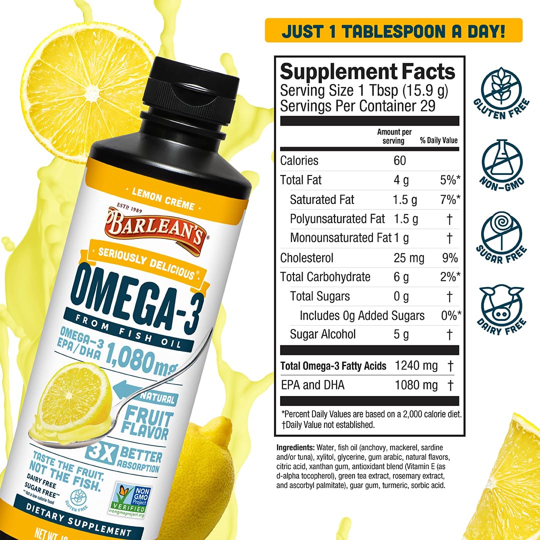 Dropper ready to dispense Barlean's Omega-3 Lemon Crème for dosing.