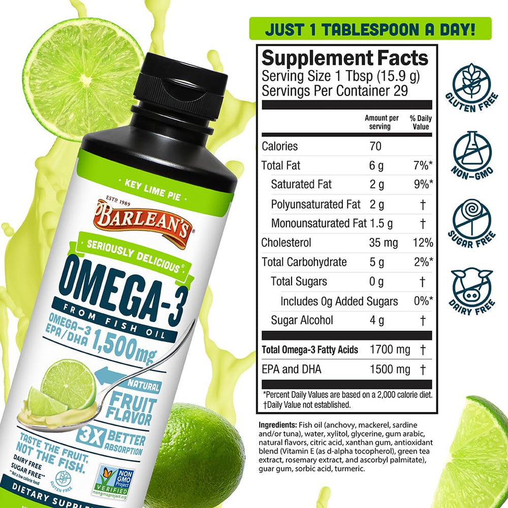 Barlean's Omega 3 non-GMO and sugar-free formula for everyday use