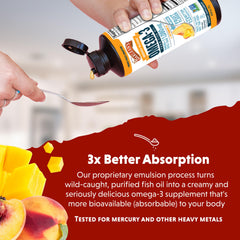 Barlean's bottle with spoon demonstrates easy mixing into yogurt