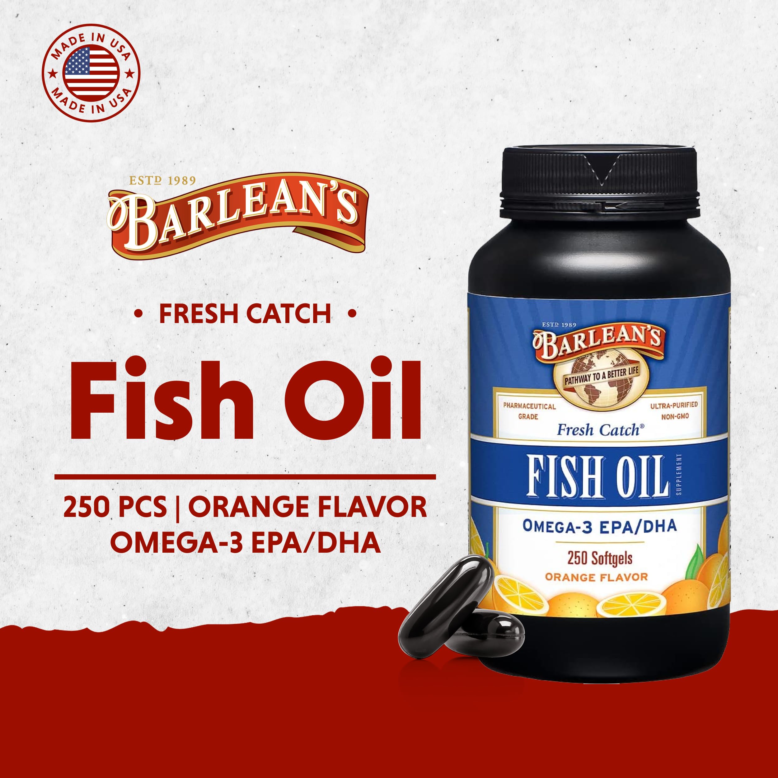 Barlean's Omega-3 ingredients label emphasizes purity and high-quality sourcing.