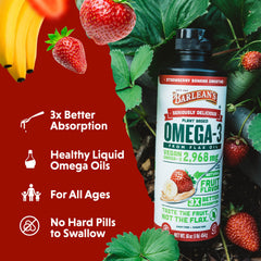 Barlean's flaxseed oil sprinkled into oatmeal for a fruity boost