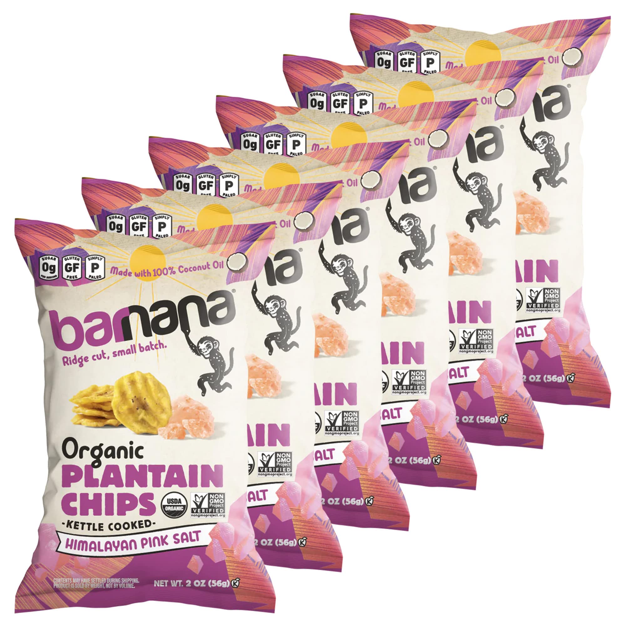 Barnana Organic Plantain Chips with Himalayan Pink Salt provide a savory crunch.