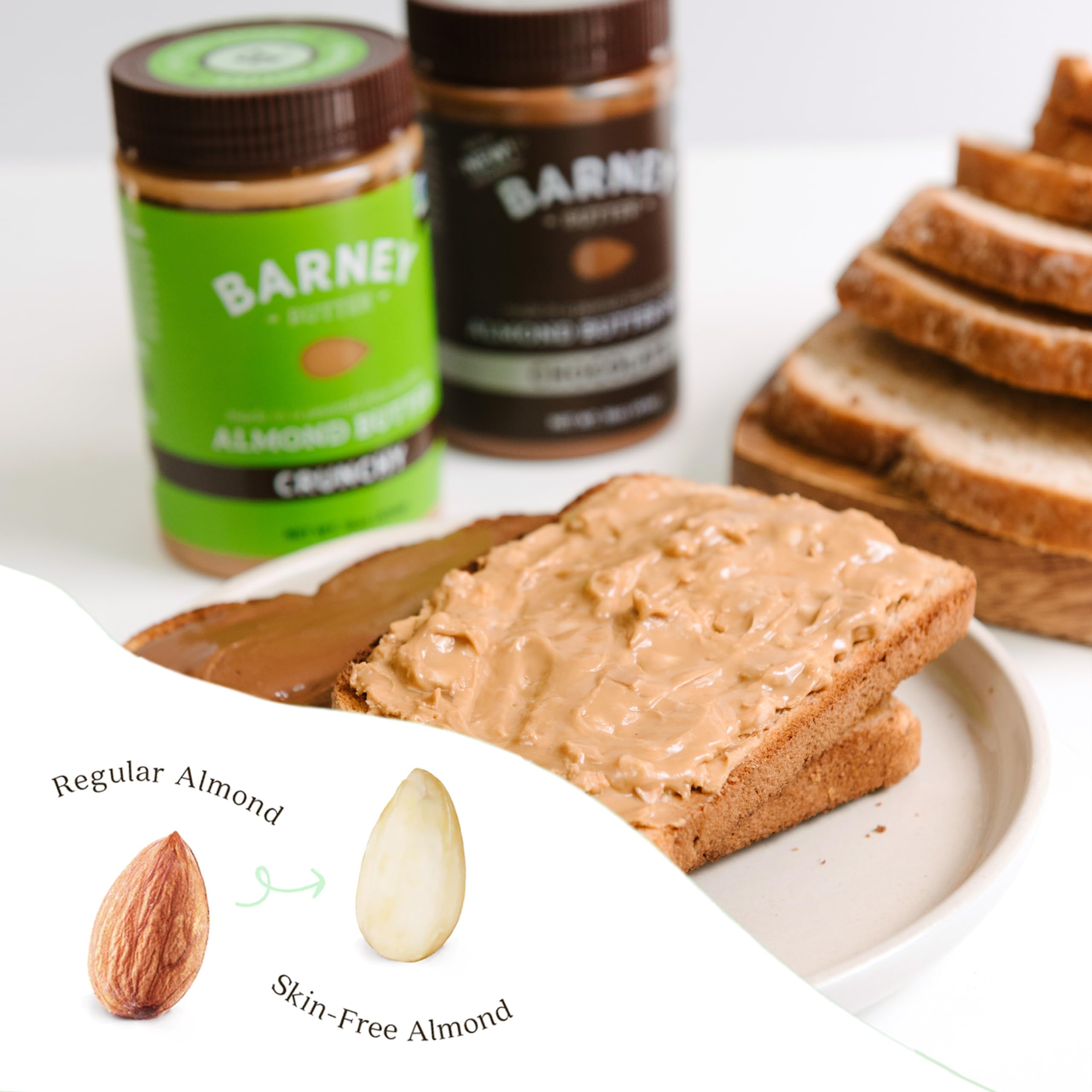 Barney Butter no-stir design for quick, mess-free spreading.