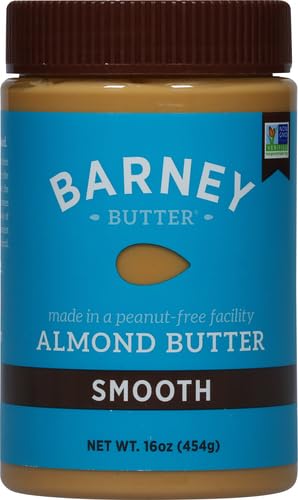 Label on the Barney Butter jar highlighting no-stir design and clean ingredients.