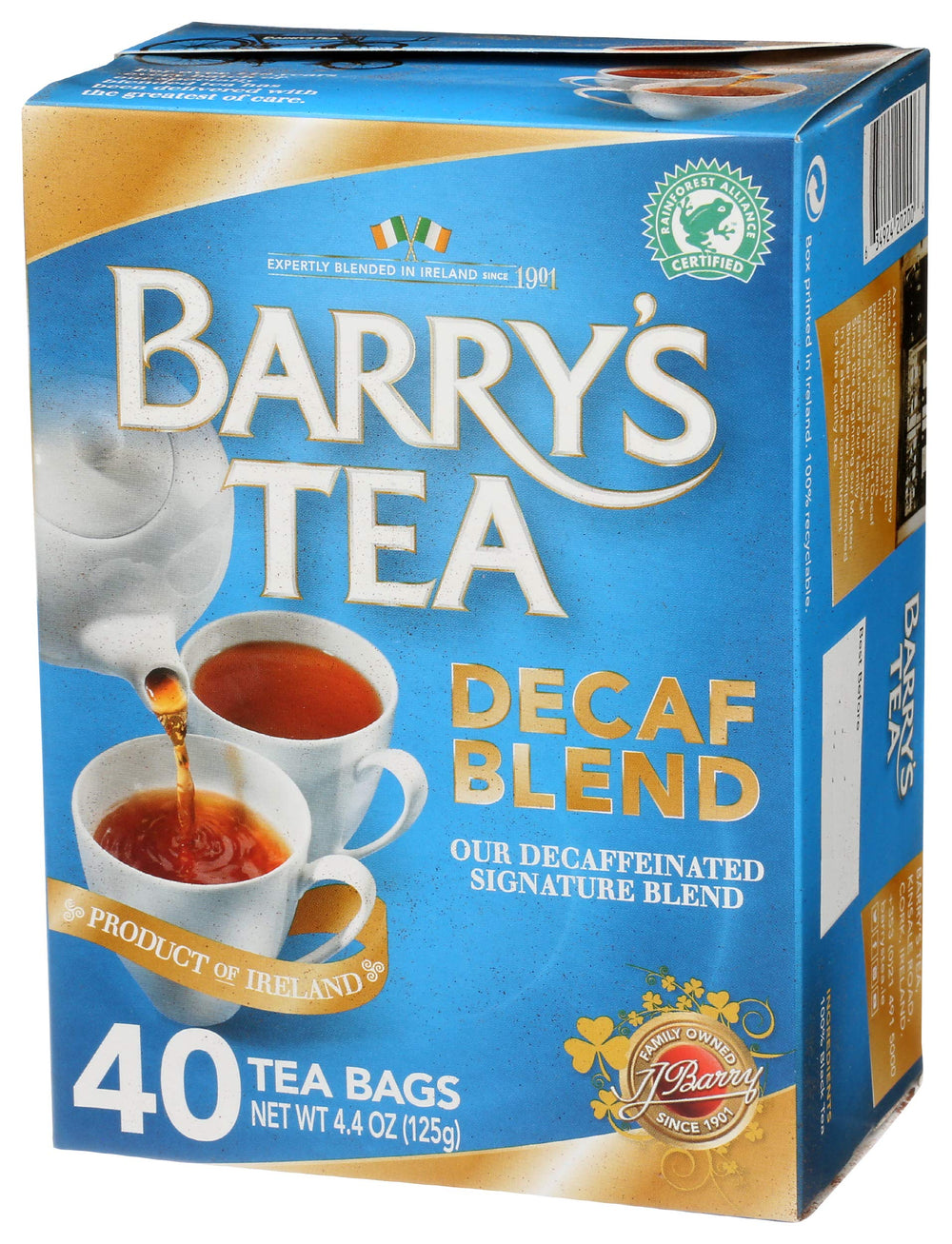 Barry's Tea Decaf logo and Ireland origin symbol, authentic Irish tea