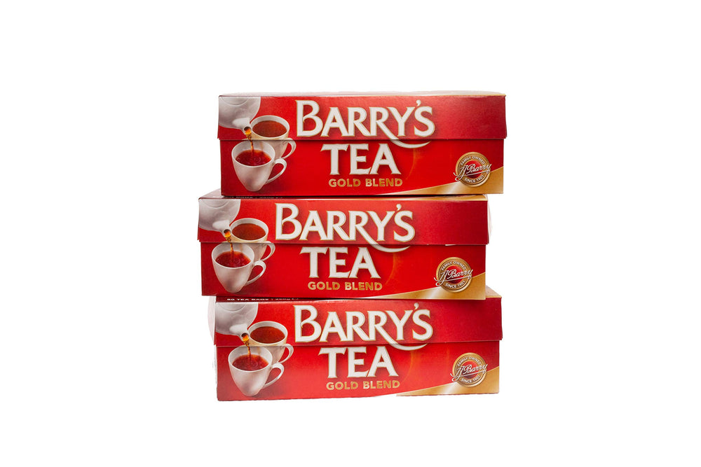 Barry's Tea Gold Blend tea bags close-up highlighting premium quality.