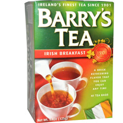 Barry's Tea Irish Breakfast box front, a classic morning ritual in a sturdy package.