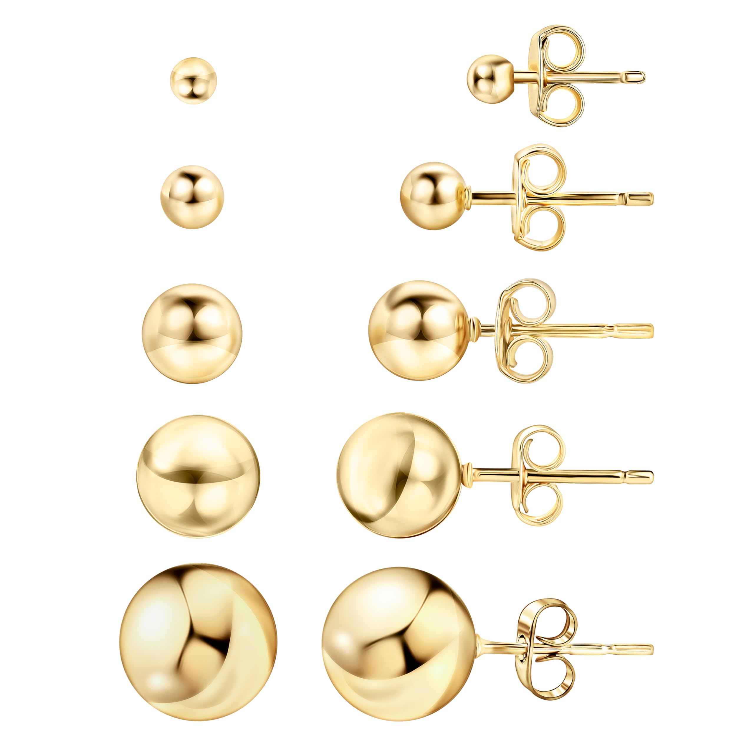 Barzel 18K gold-plated ball stud 3mm for subtle everyday style