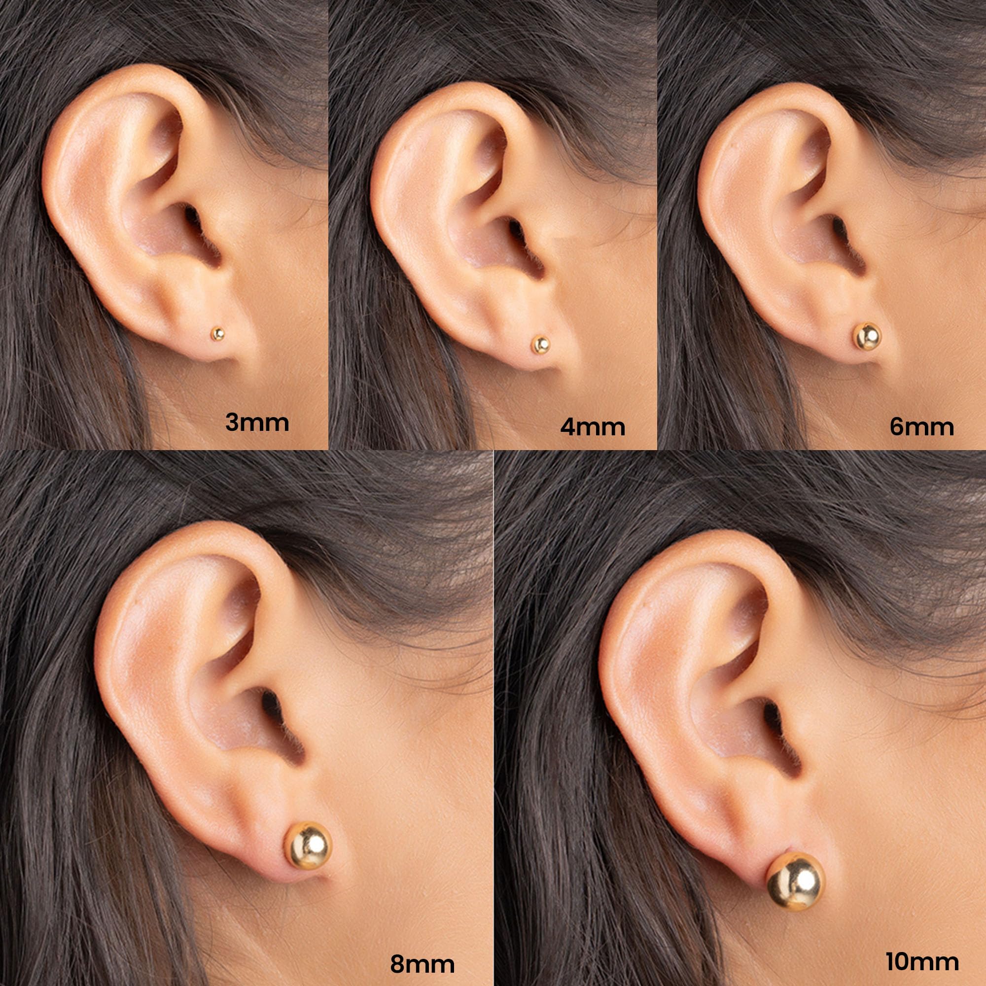 Barzel 18K gold-plated ball stud 4mm for versatile layering options
