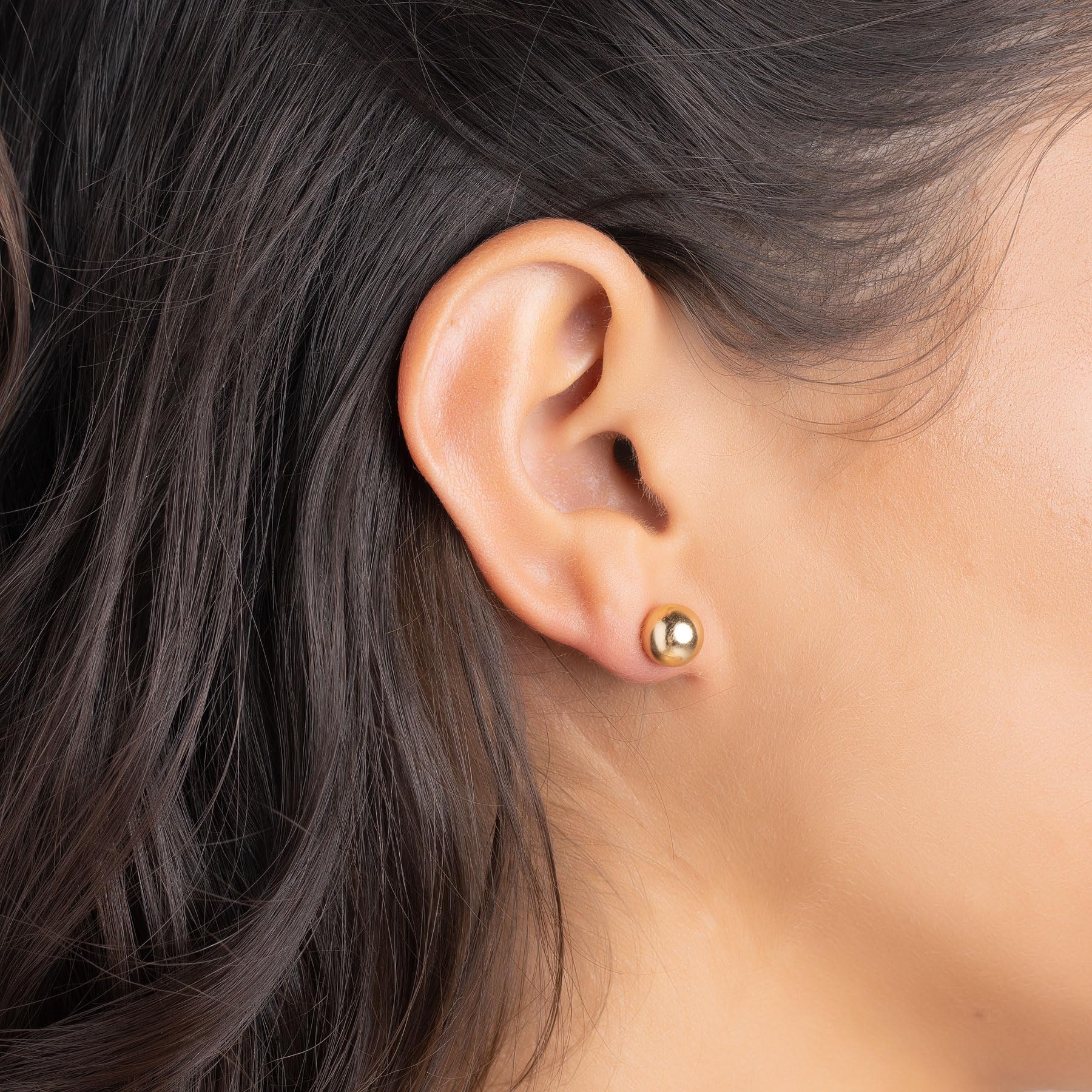 Barzel 18K gold-plated ball stud 6mm ideal for stacking