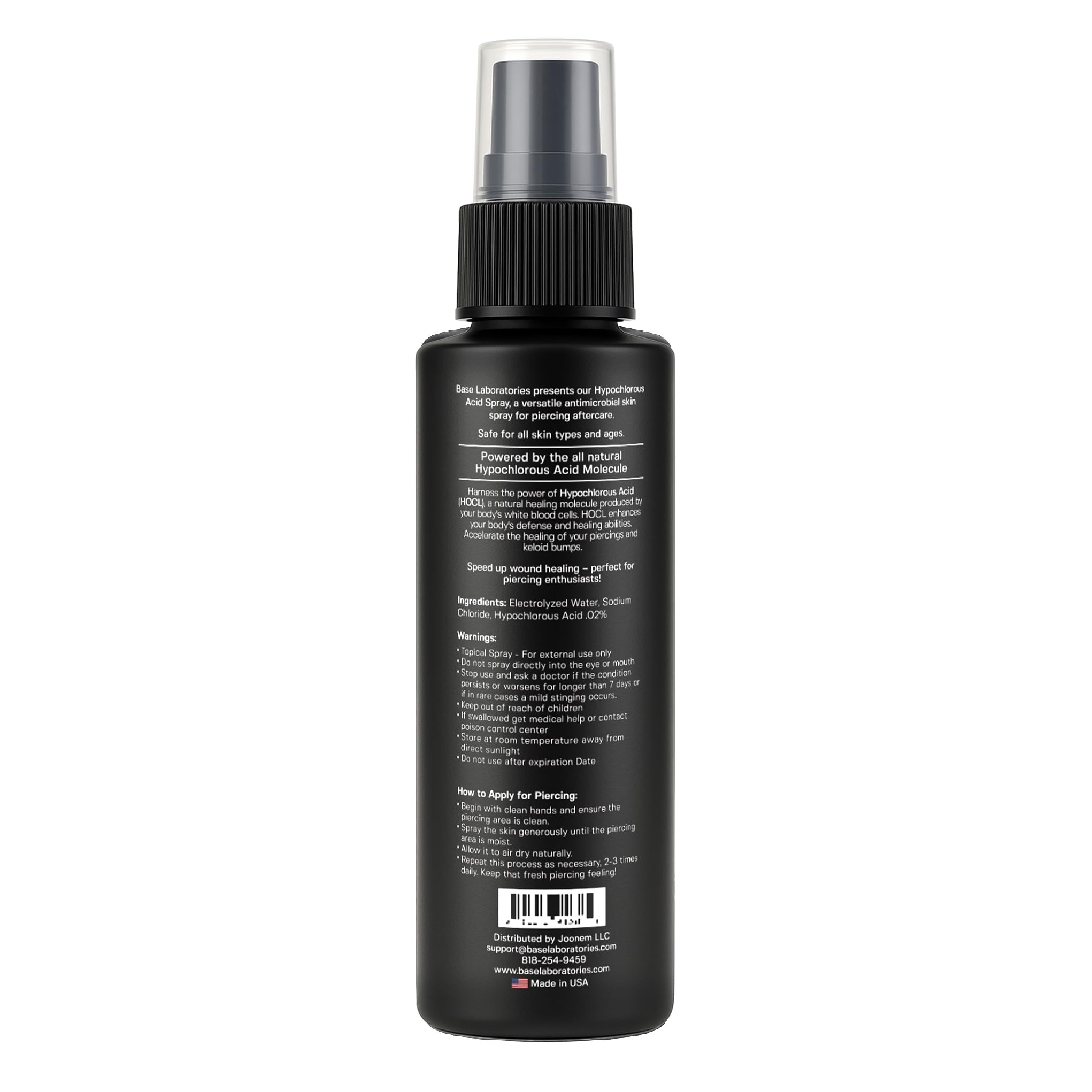 BASE LABORATORIES 8 oz piercing aftercare bottle is compact and travel-friendly